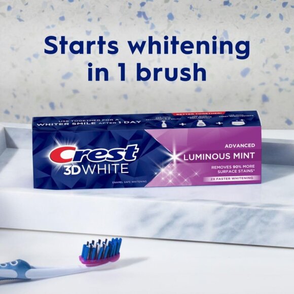 3D White Advanced Luminous Mint Teeth Whitening Toothpaste, Toothpaste, 3.7 oz P - Picture 6 of 11